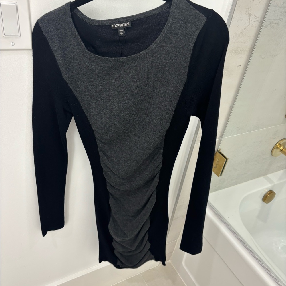 Express Charcoal and Ebony Long Sleeve Dress